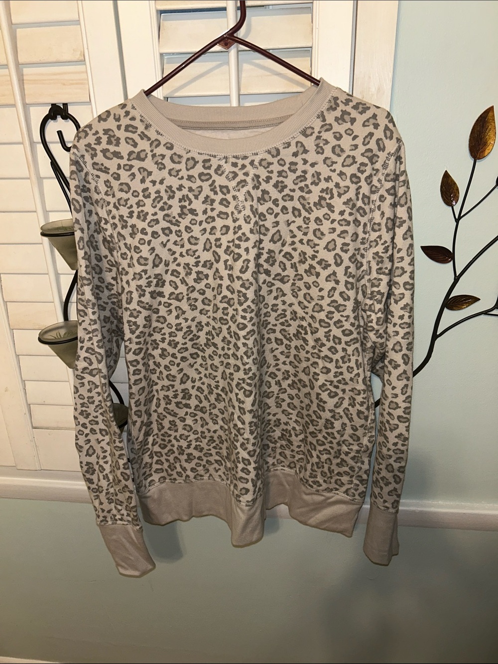 tek gear Taupe Leopard Print Pullover Sweatshirt